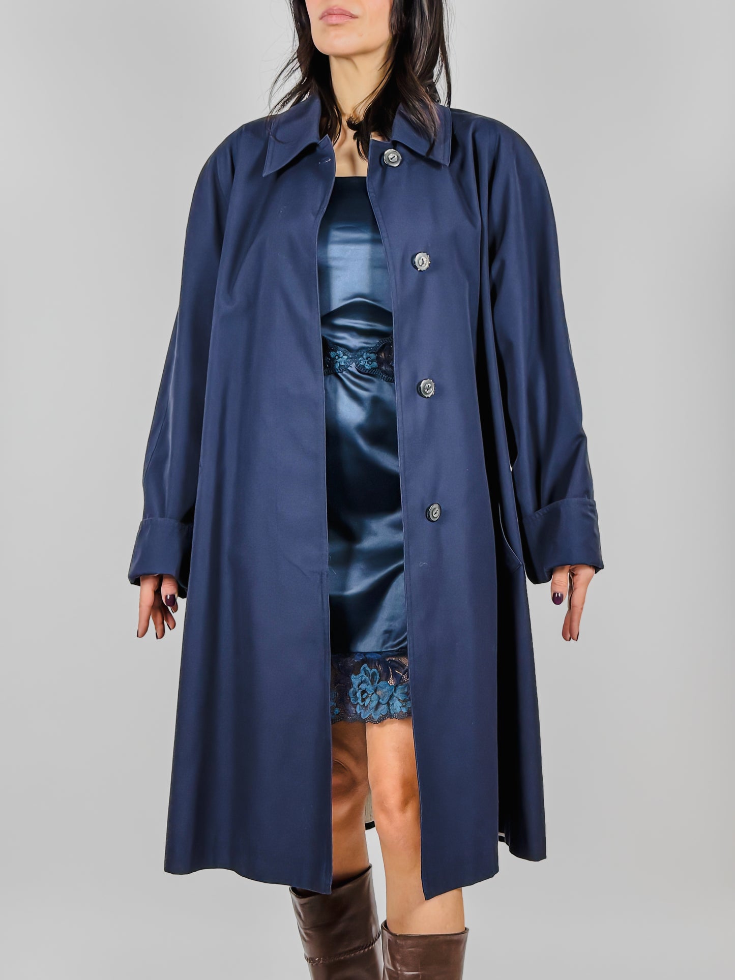 TRENCH COAT DA DONNA BLUE NAVY VINTAGE