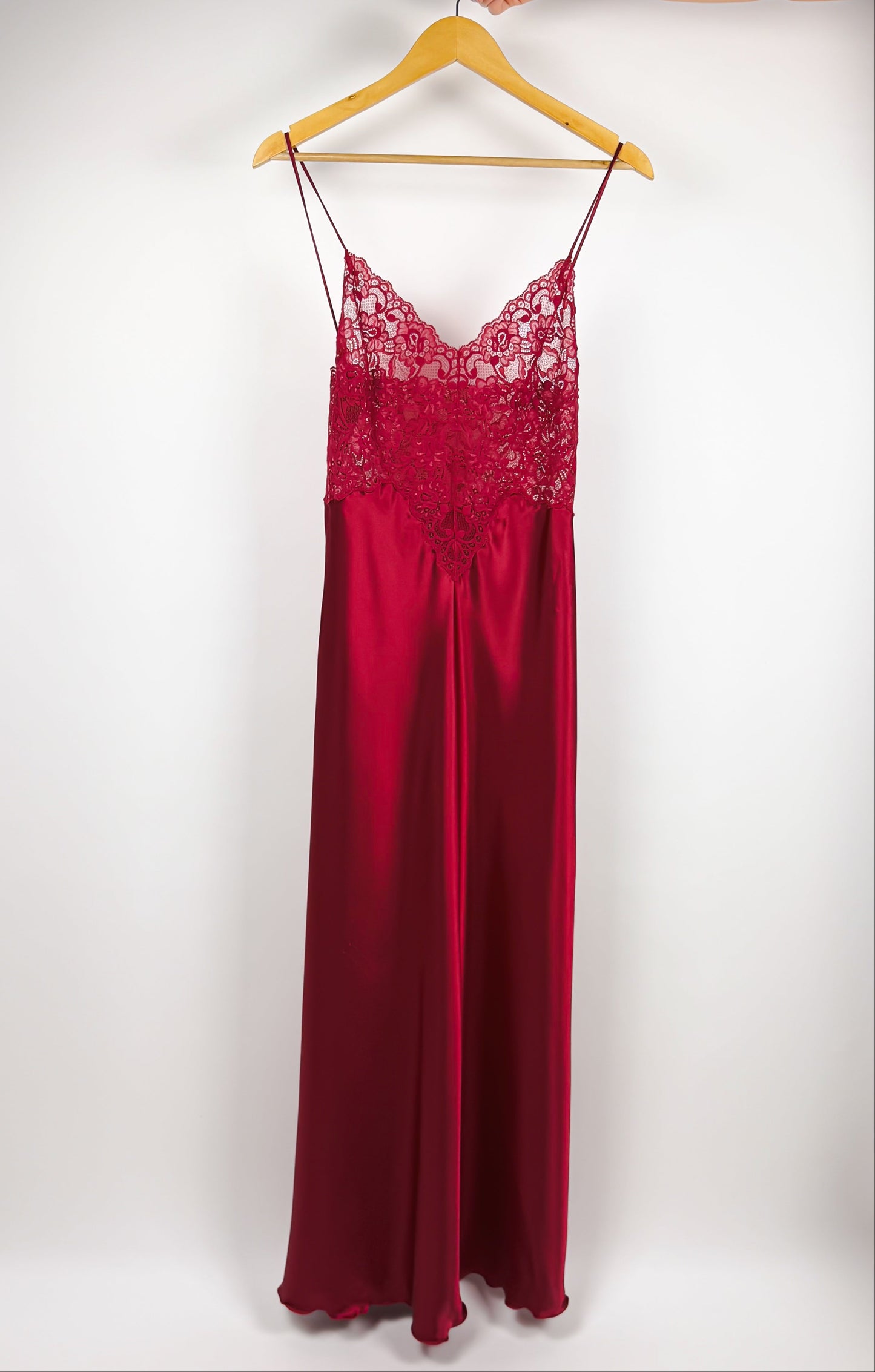 SLIPDRESS VINTAGE ROSSO CON PIZZO