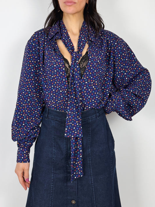 Camicia Vintage Anni '80 con Foulard Coordinato
