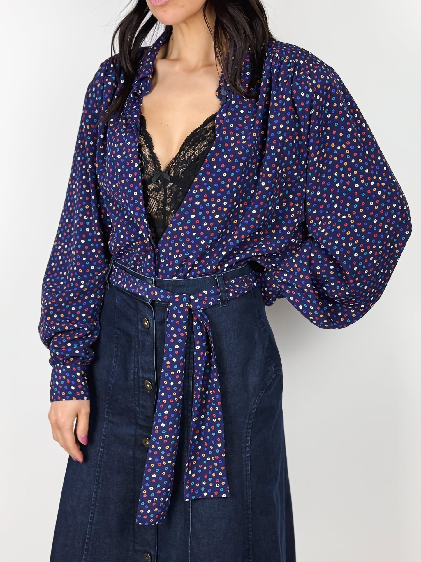 CAMICIA ANNI '80 CON FOULARD COORDINATO
