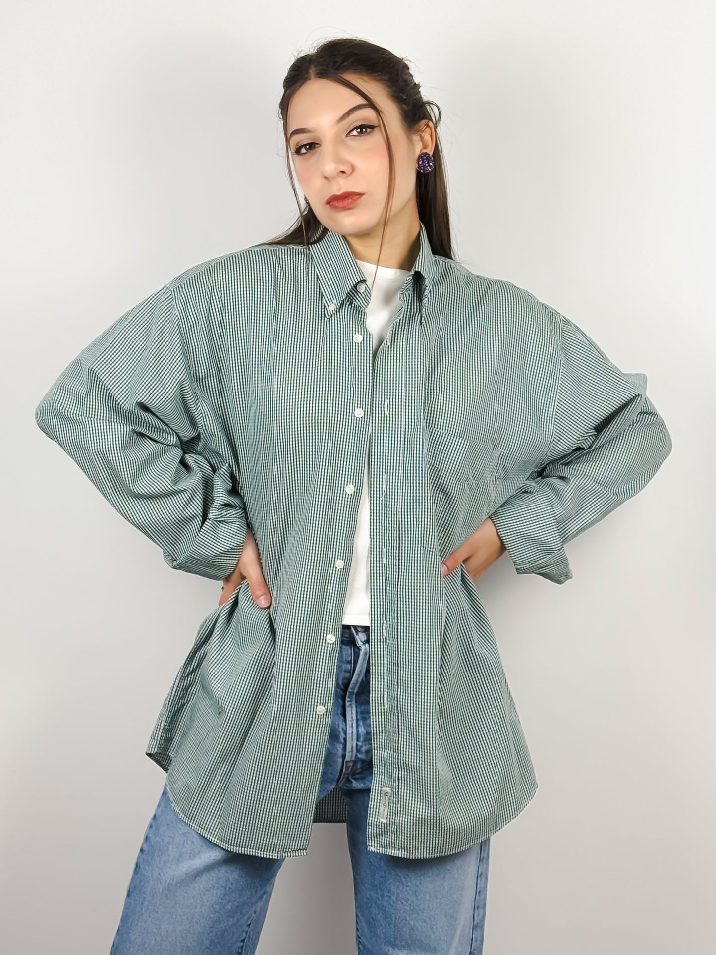 CAMICIA STAMPA VICHY VERDE