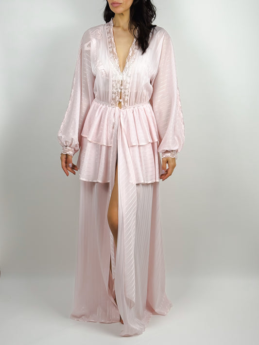 VESTAGLIA ROMANTICA VINTAGE CON PIZZO E RICAMI