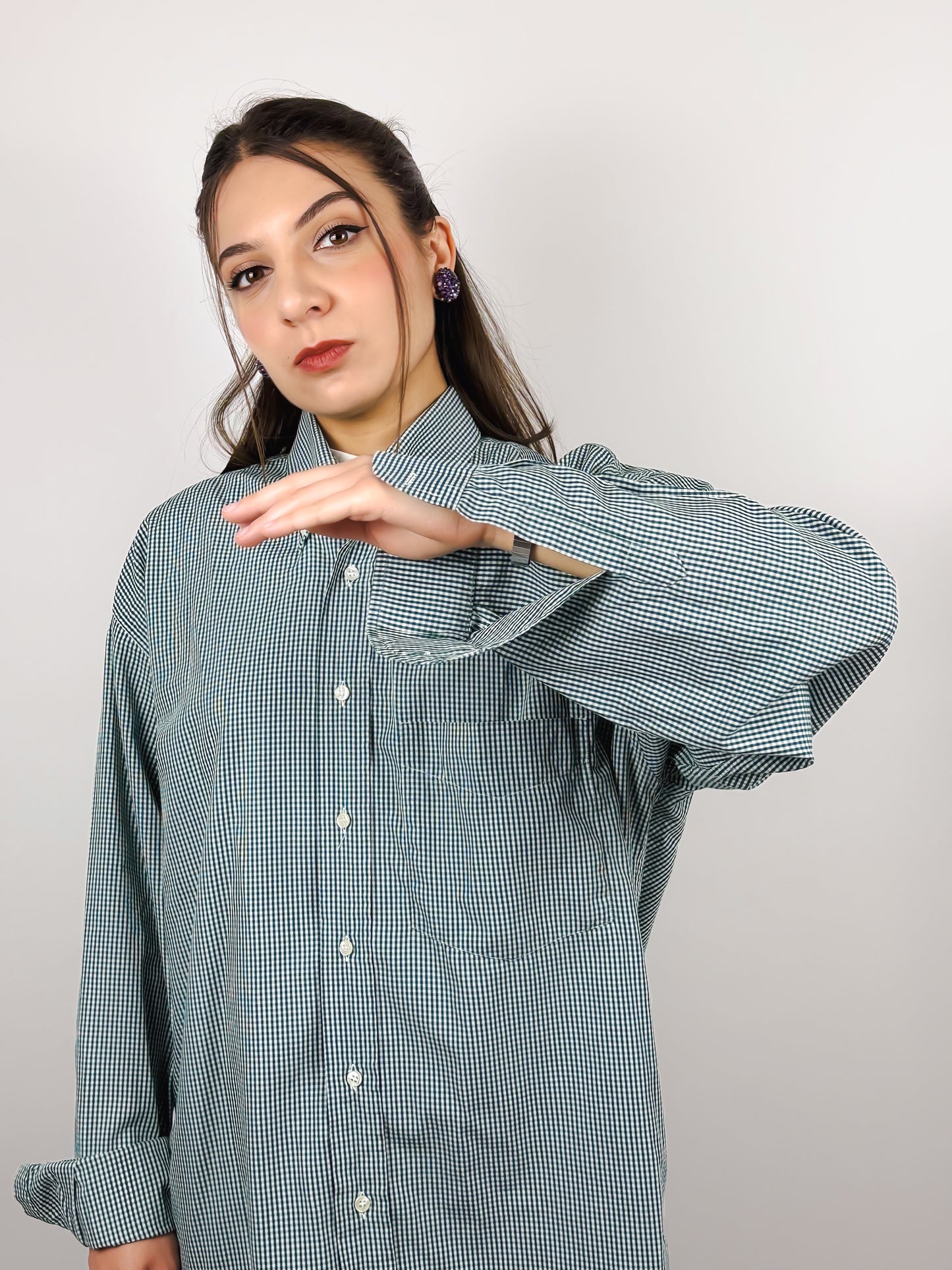 CAMICIA STAMPA VICHY VERDE