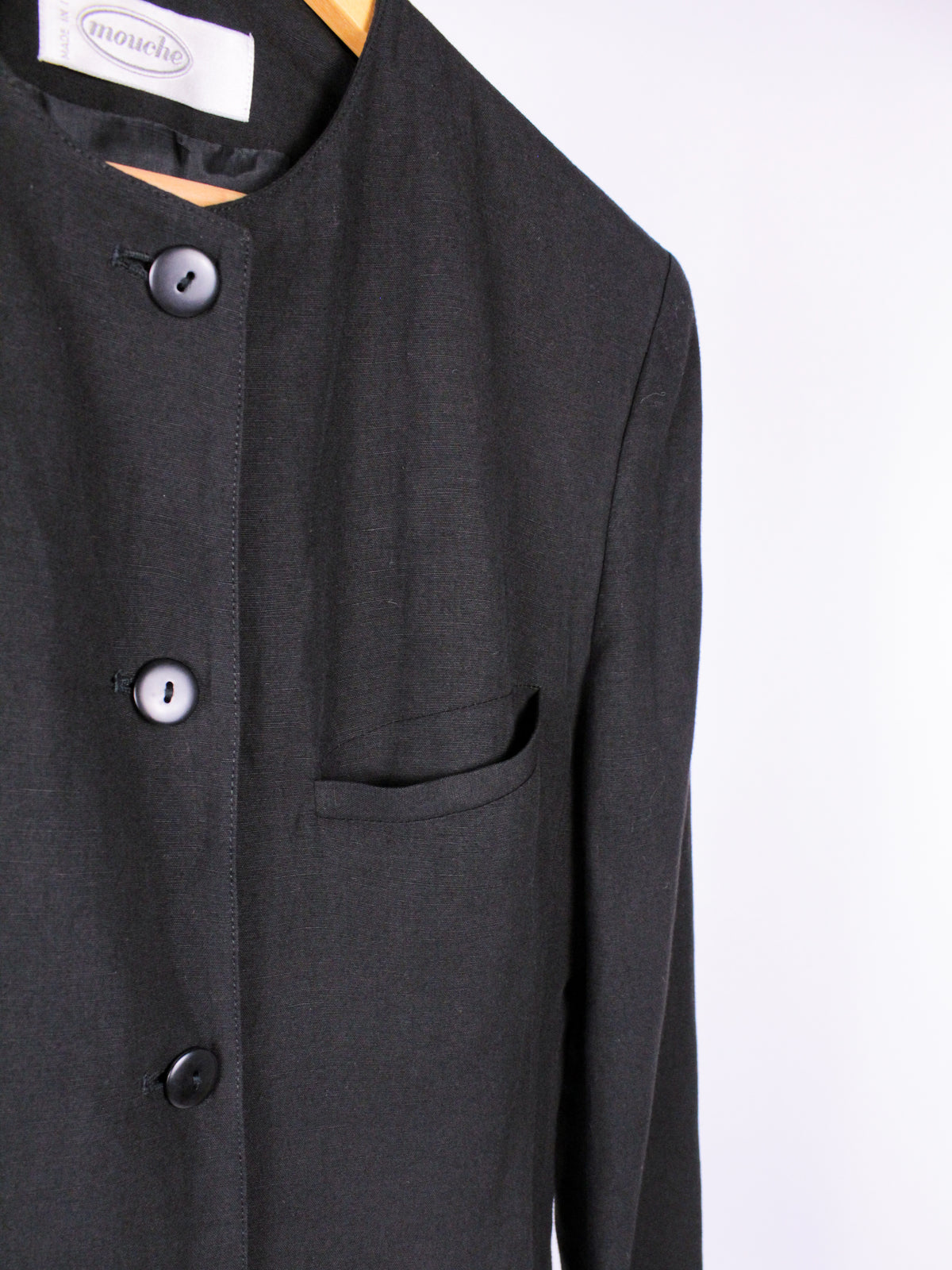 Giacca vintage nera in lino e viscosa – anni '80