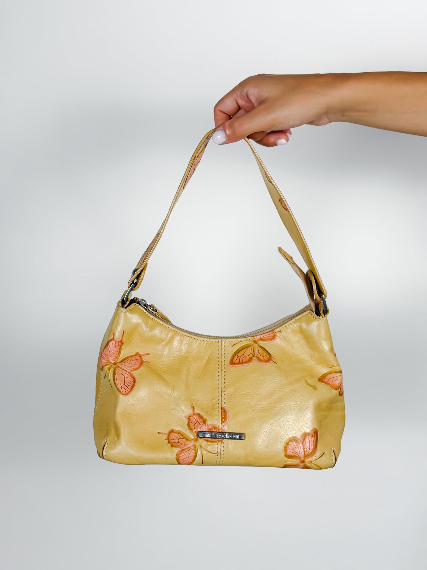 Borsa Mila Schön vintage Y2K in vera pelle con farfalle Made in Italy
