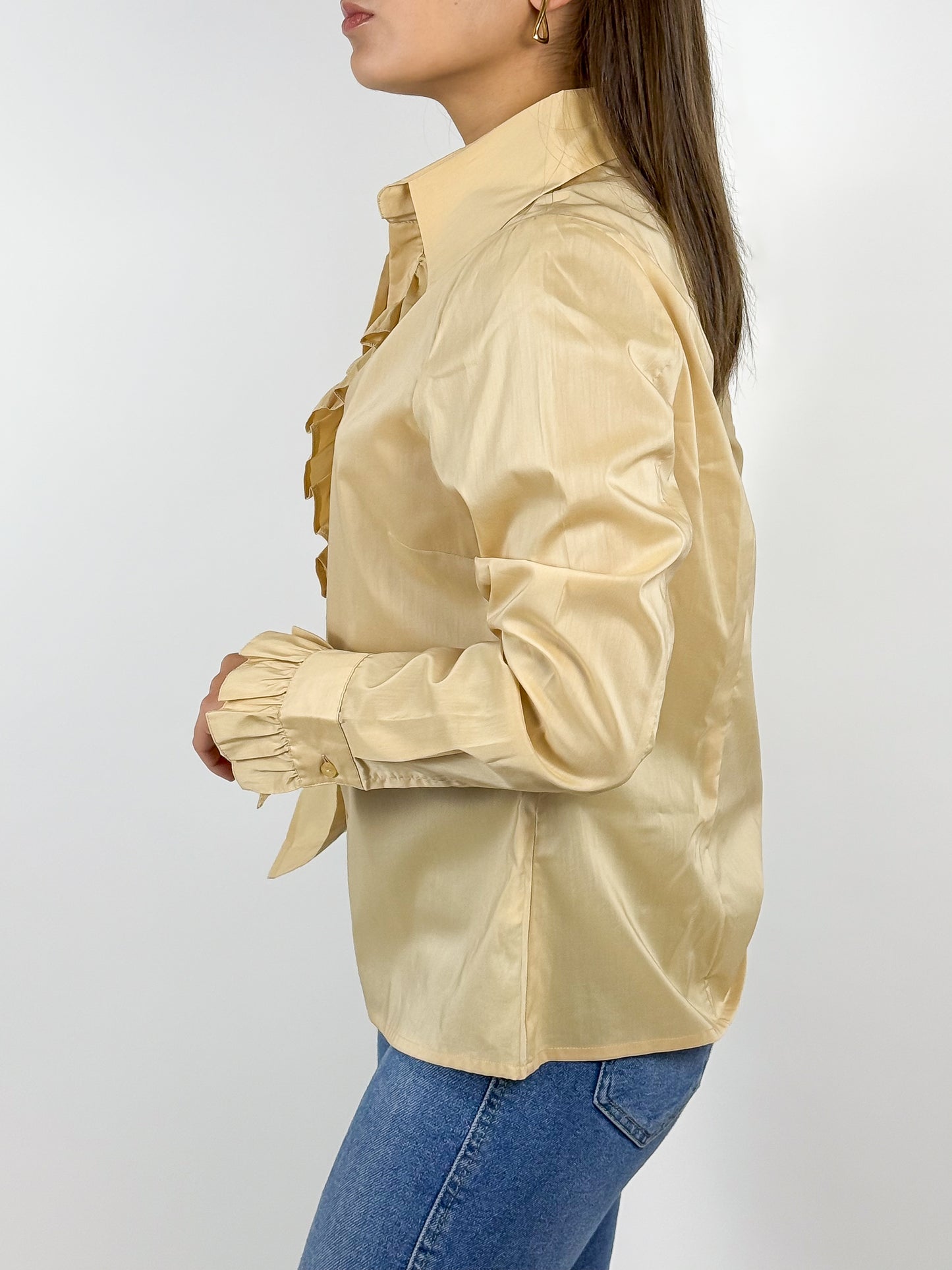 Camicia Y2K Vintage con Volant in Cotone