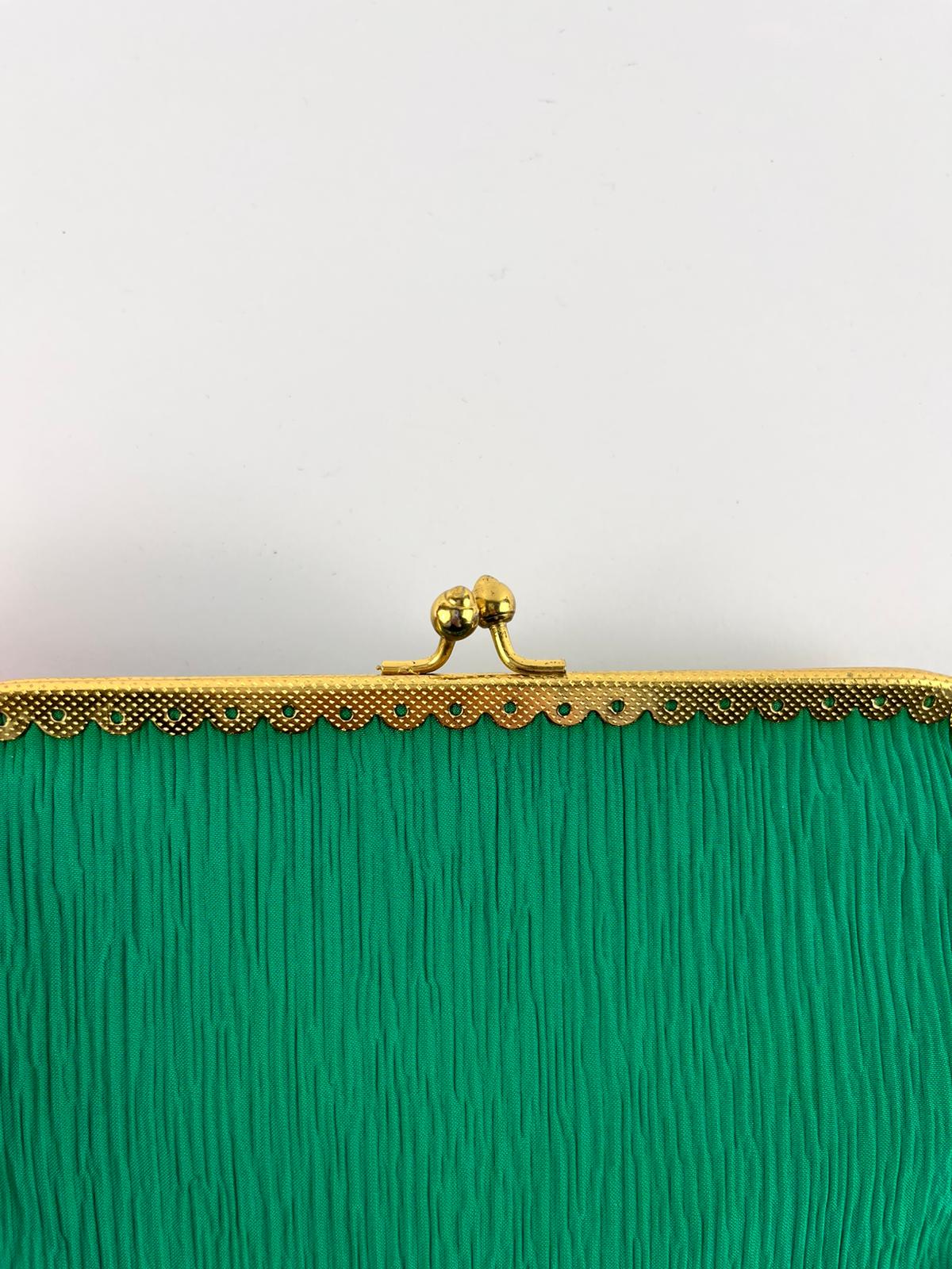 Pochette Vintage Verde Smeraldo Plissé – Anni '60