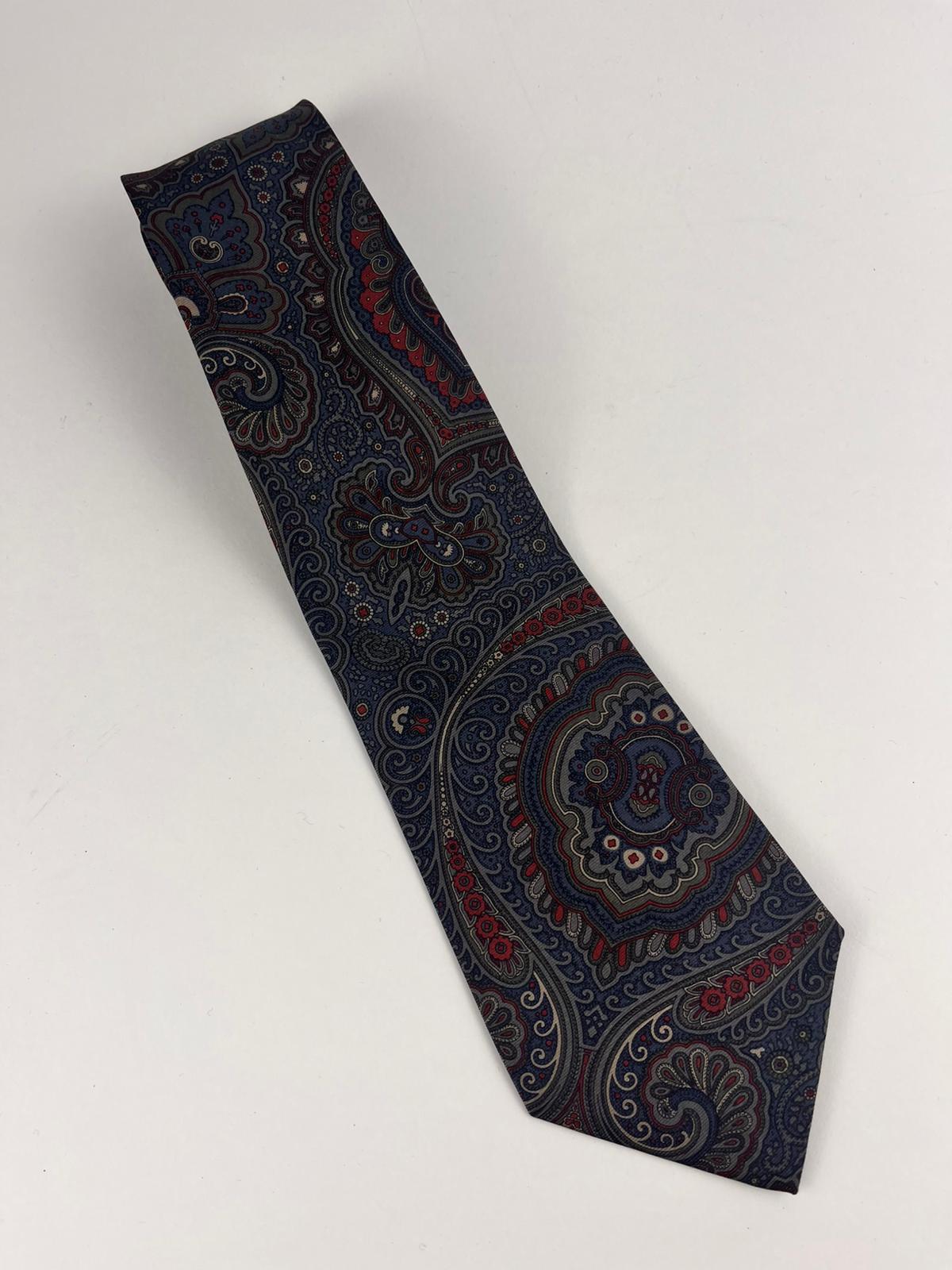 Cravatta vintage Balmain Paris in seta con fantasia paisley – anni ’80