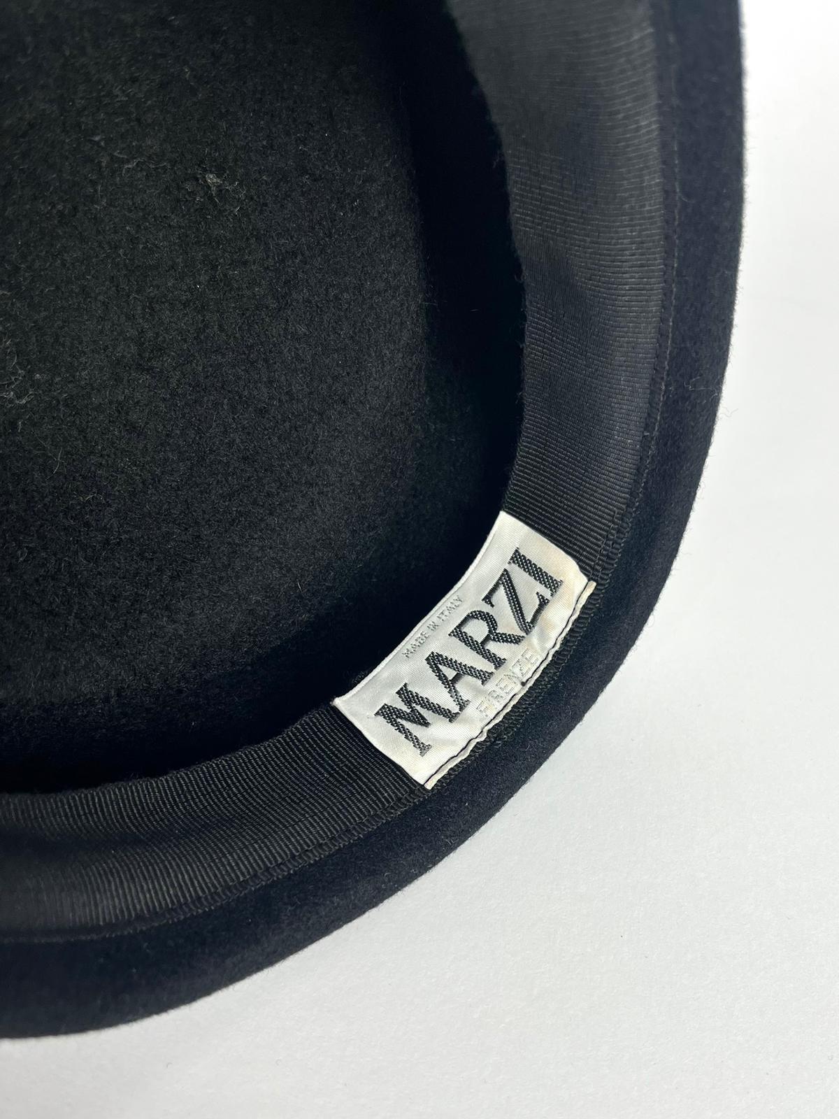 Cappello vintage Marzi Firenze in feltro di lana nero con fiocco – anni ’60