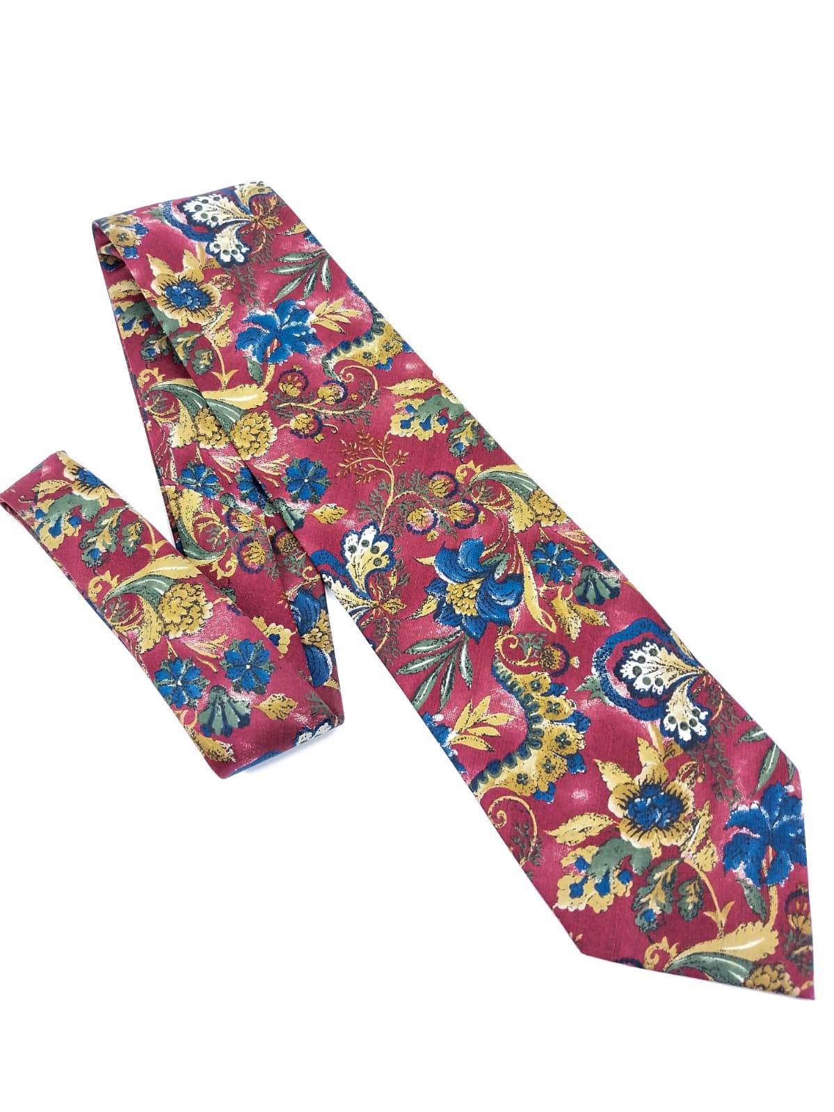 Cravatta Vintage Pura Seta - Fantasia Floreale Amaranto