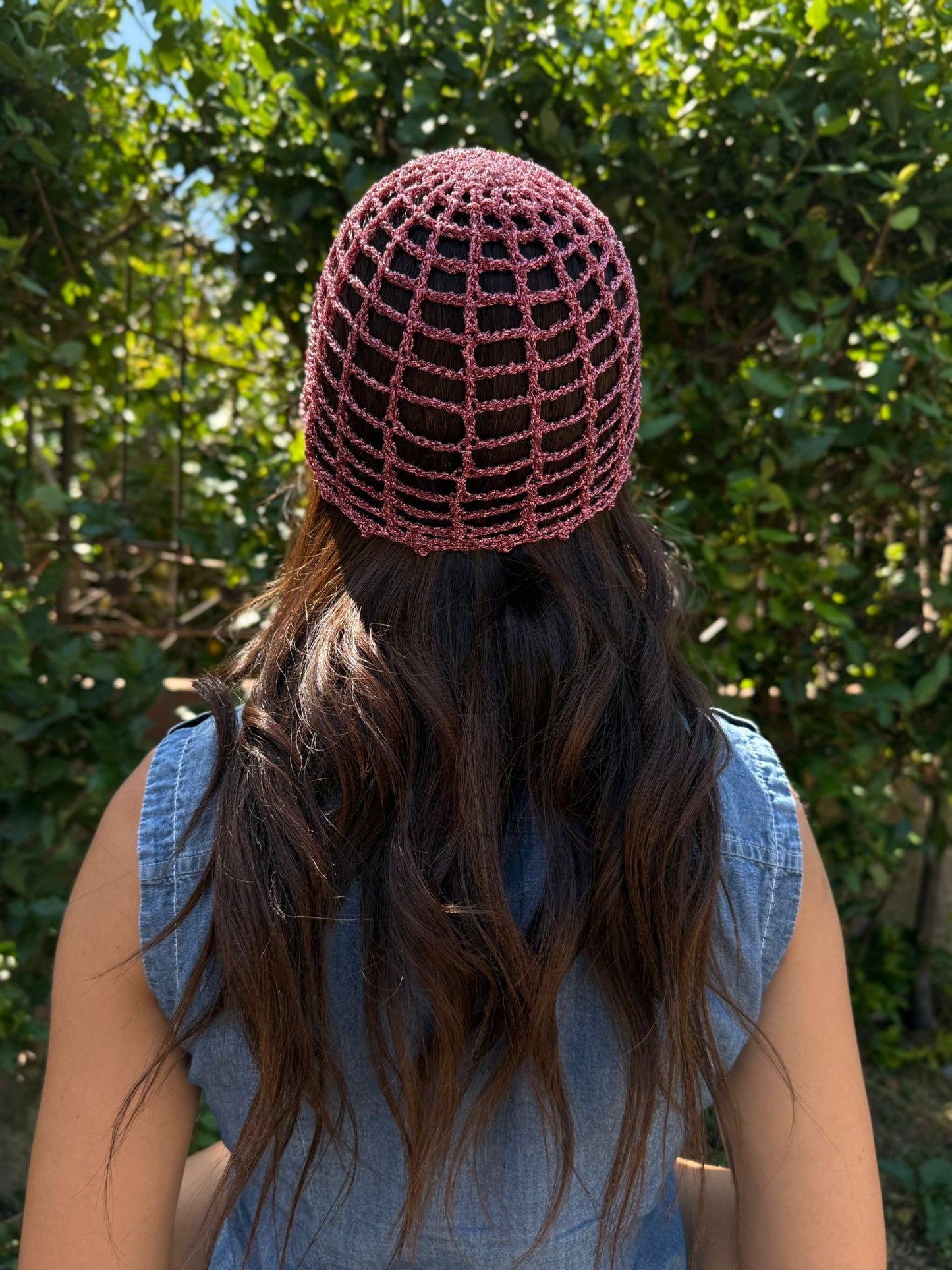Mesh Hat Handmade Rosa Brillantinato – Cappello a Rete