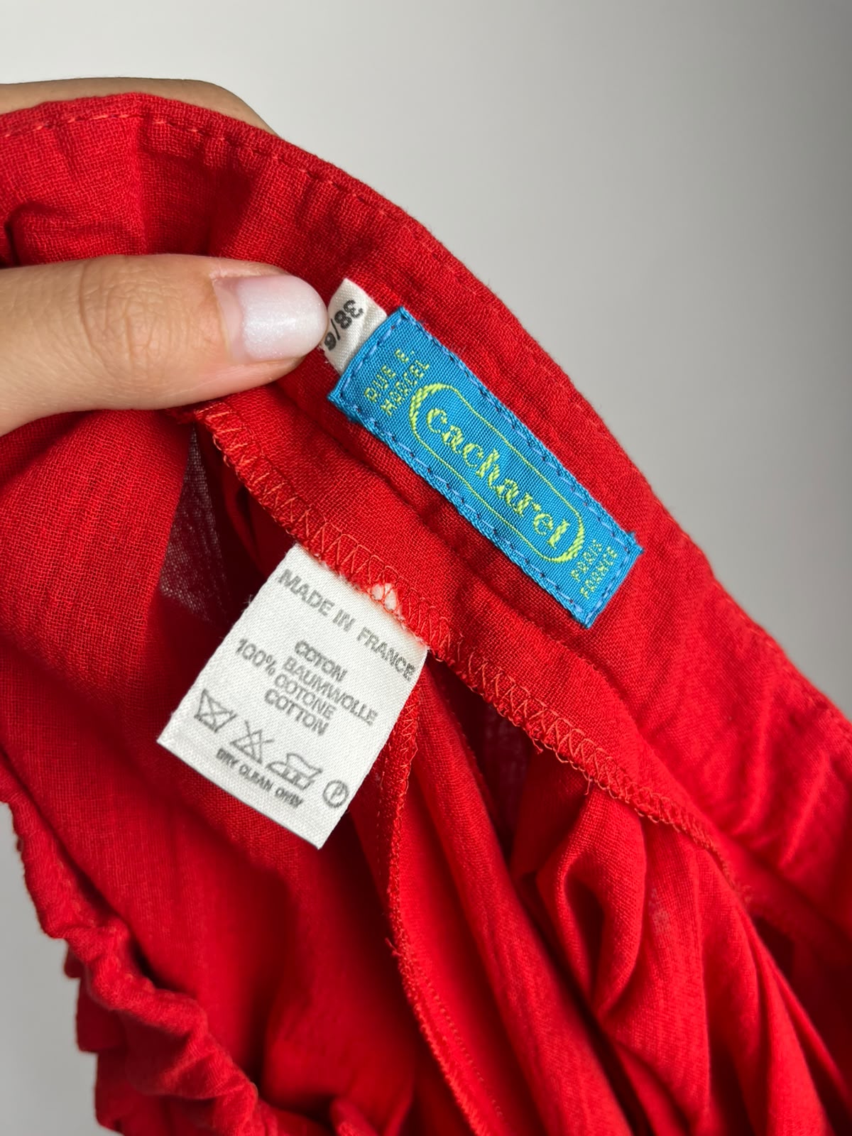 Gonna Vintage Cacharel Anni '90 100% Cotone Rossa Plissettata
