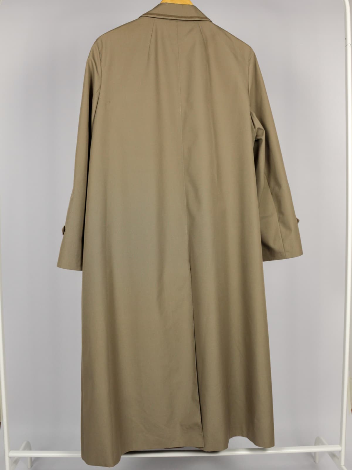 Trench Vintage Tortora in Cotone e Poliestere con Profili in Camoscio – Anni ’90