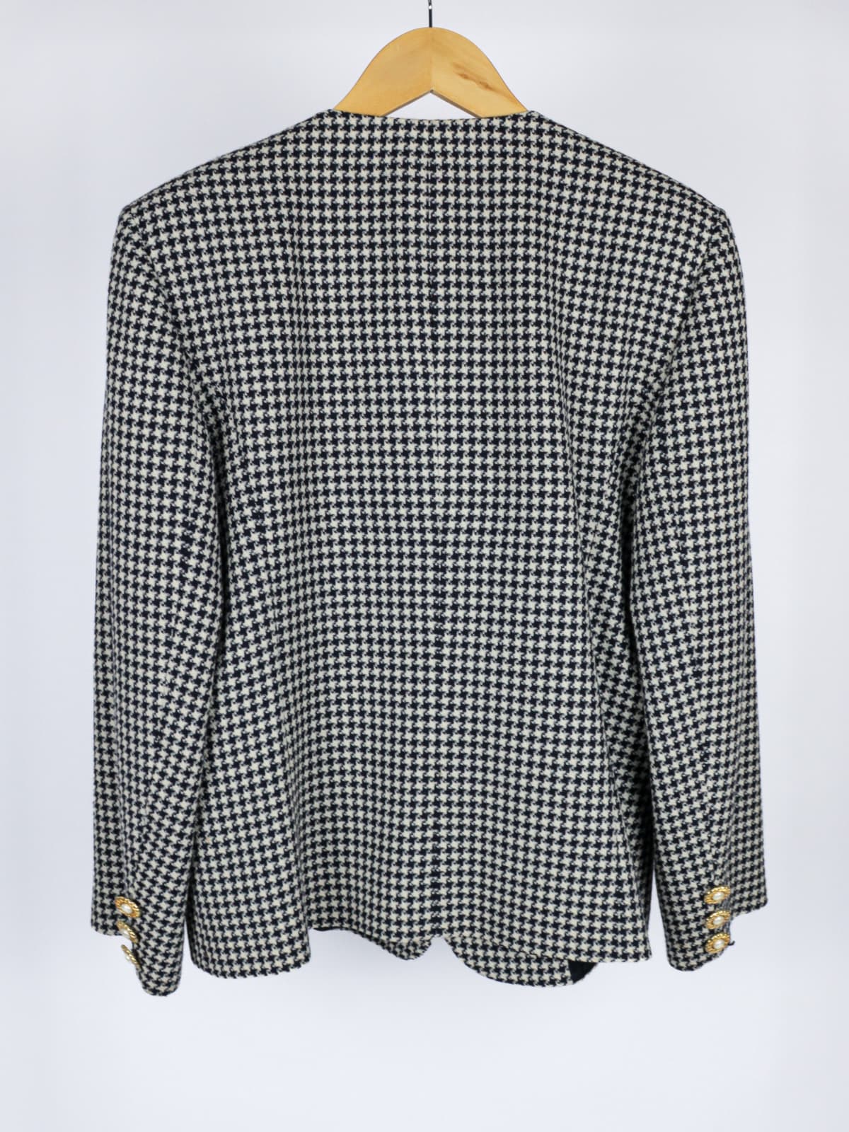Giacca Vintage in Pura Lana – Pied-de-Poule Blu e Panna - Made in Italy
