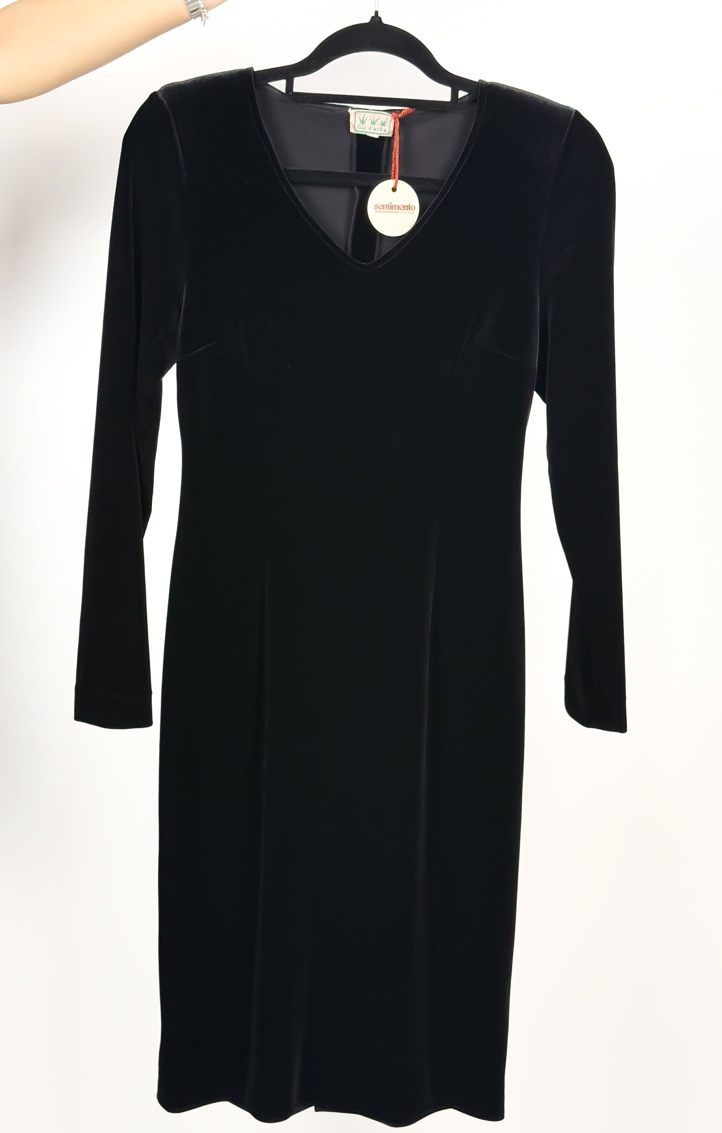 VELVET DRESS WITH SHOULDER PADS