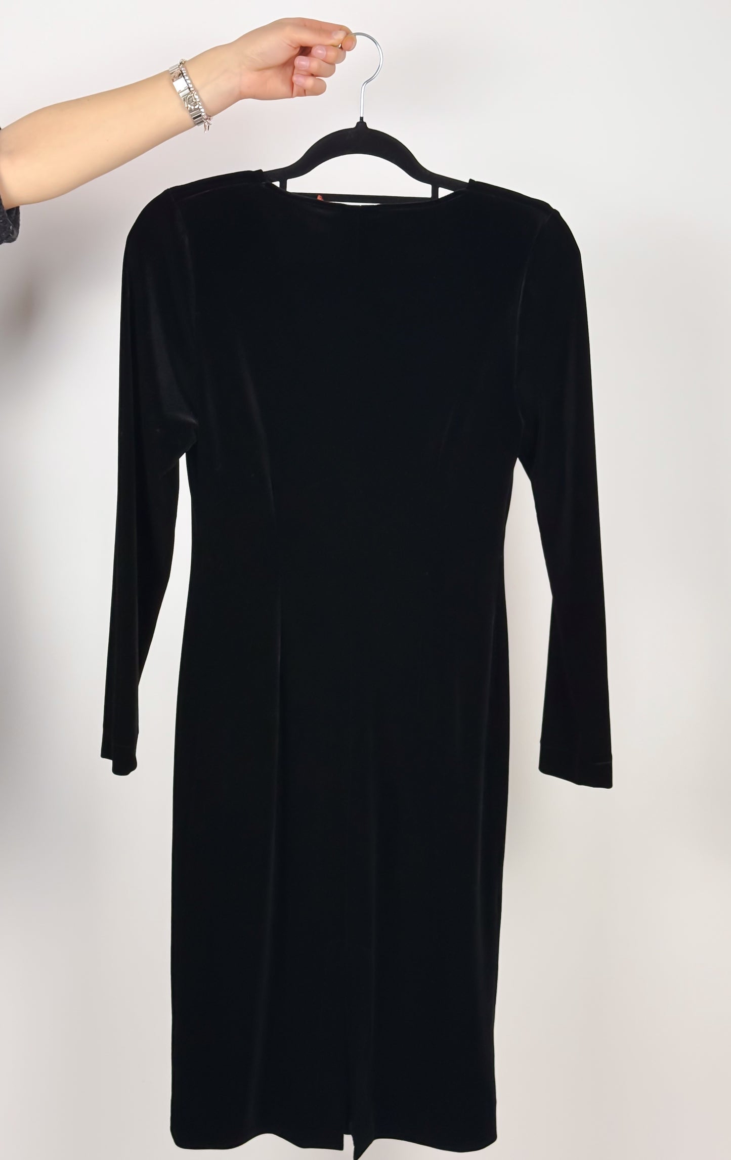 VELVET DRESS WITH SHOULDER PADS