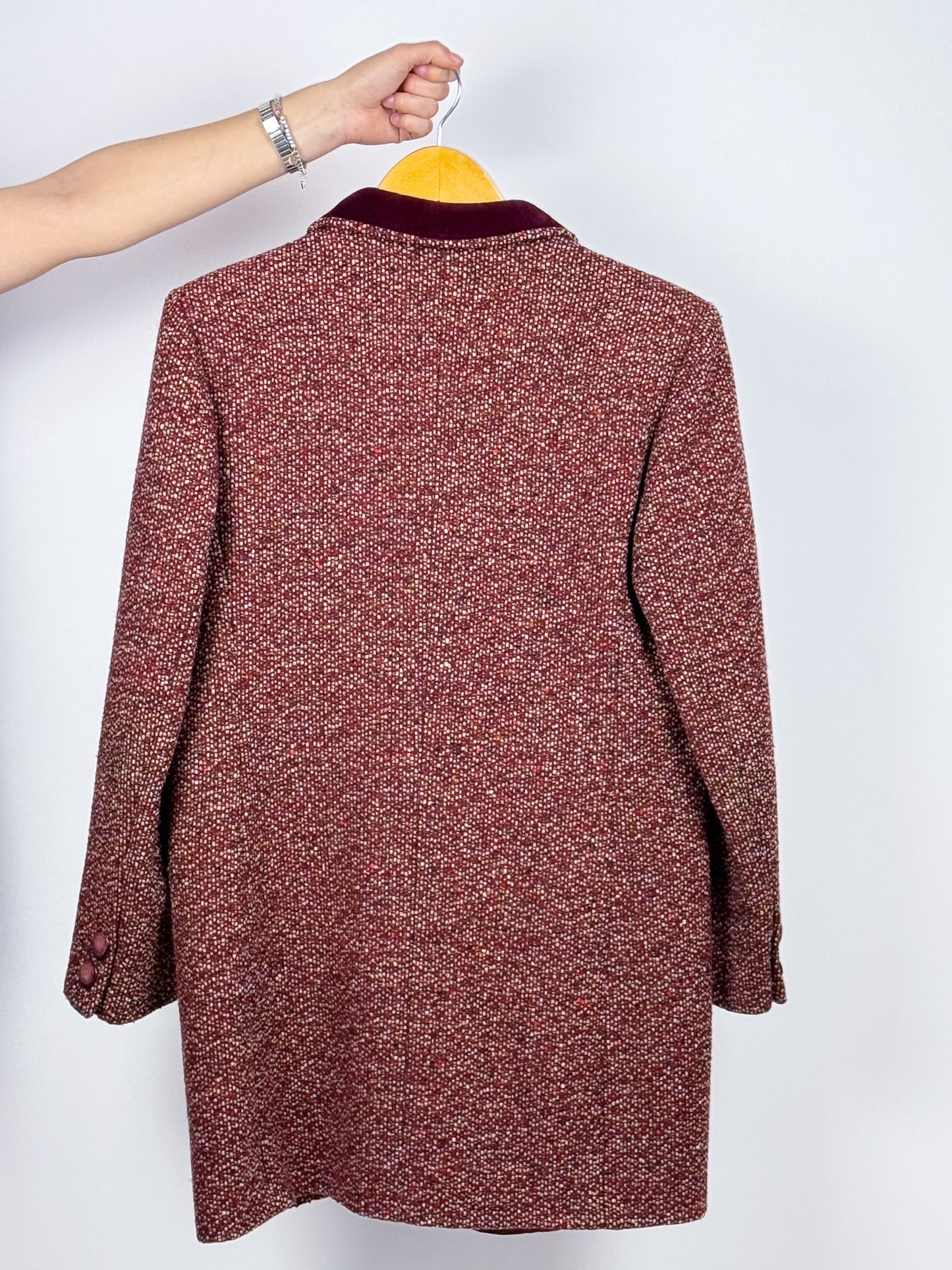 Cappottino in Lana Bordeaux Anni '70 Vintage - Eleganza Italiana