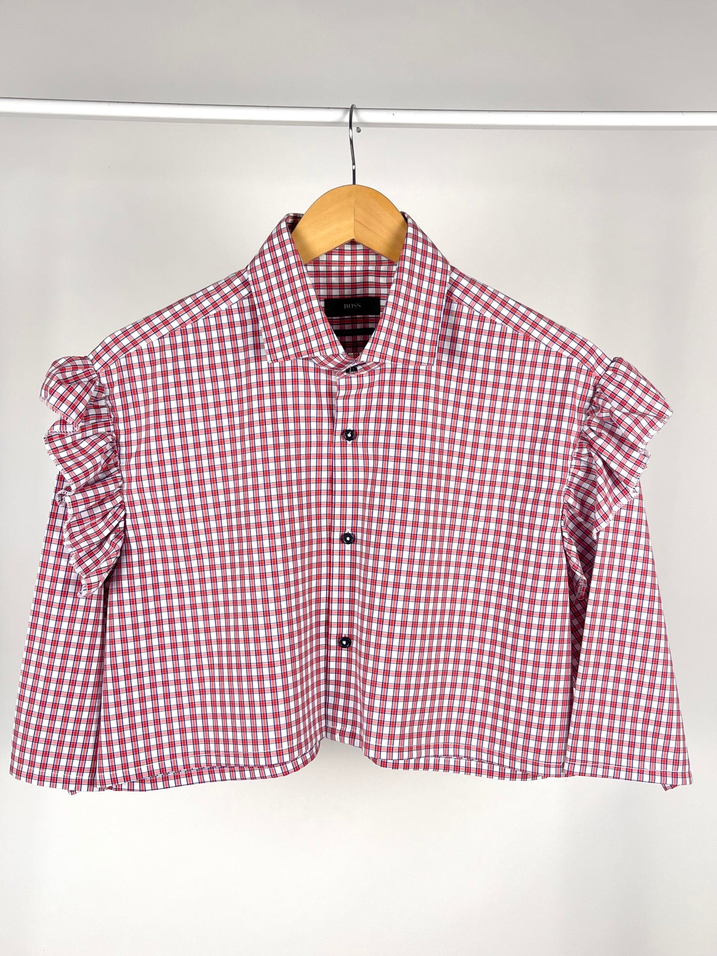 Camicia vintage crop upcycled BOSS a quadri