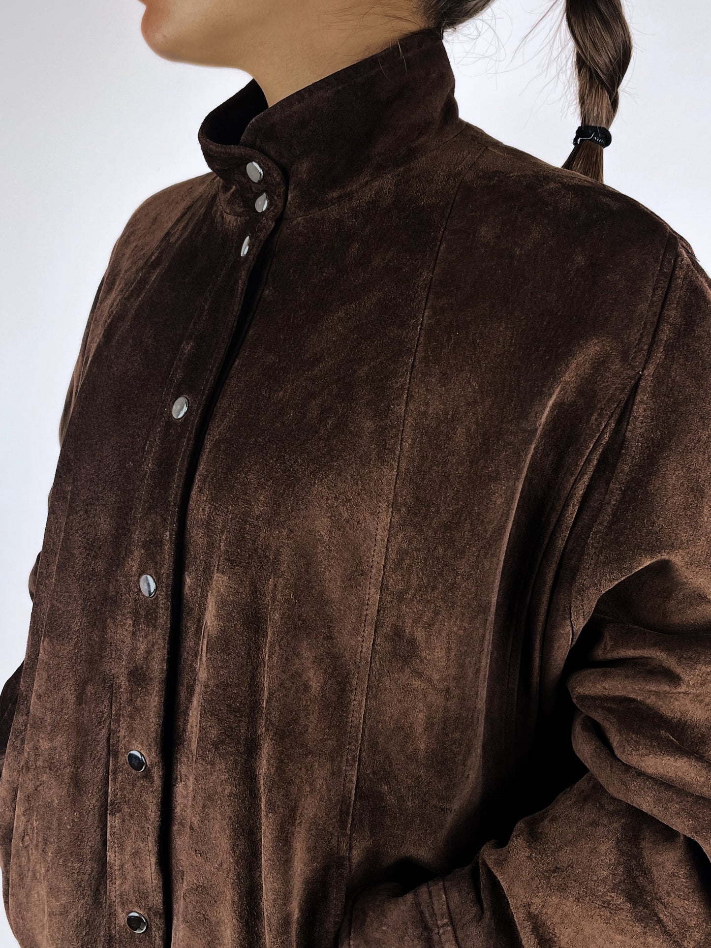 Giubbotto Vintage Vera Pelle Scamosciata Marrone Donna