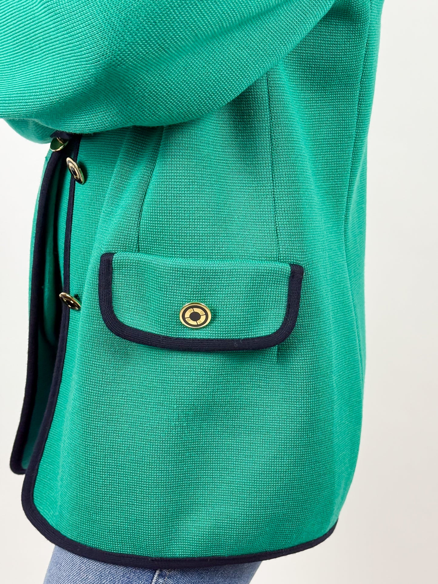 Completo Vintage Luisa Spagnoli Gilet e Blazer in Lana Verde - Made in Italy