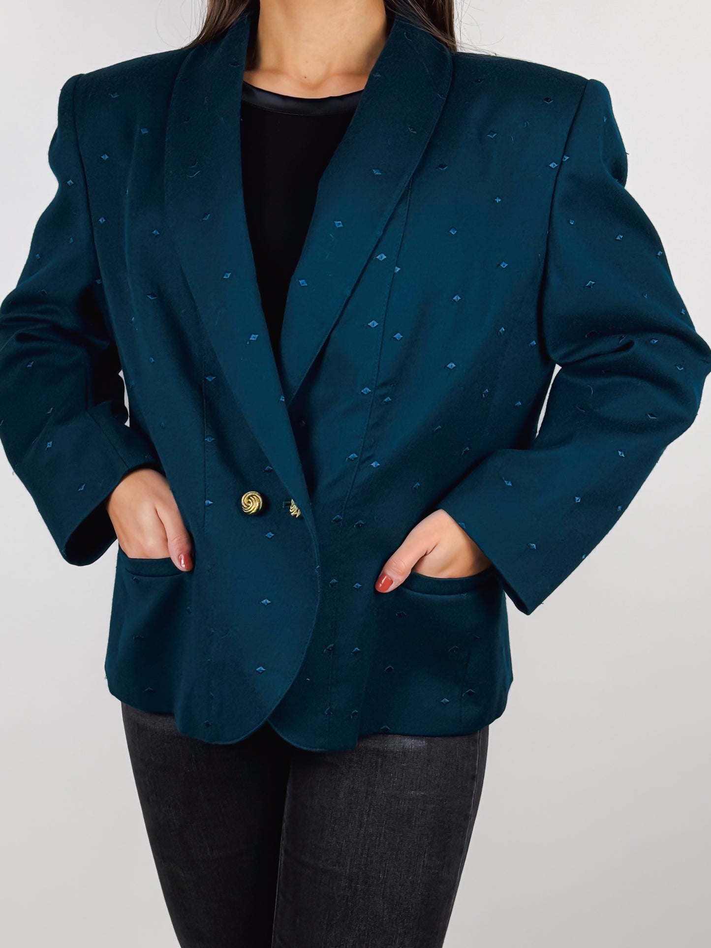 Blazer Donna Lana Vintage Anni 90 Bottoni Gioiello