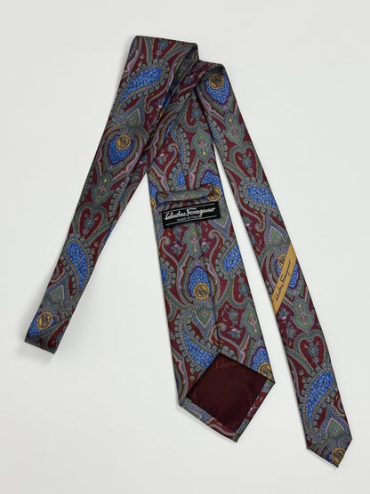 Cravatta Vintage Salvatore Ferragamo Seta Paisley Made in Italy