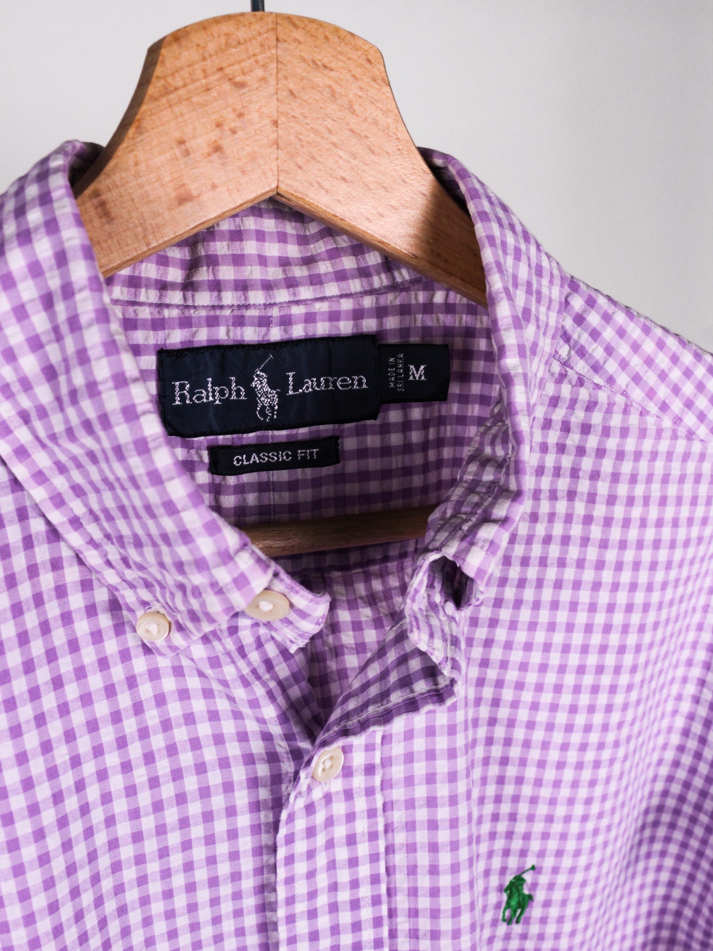 Camicia Cropped Vintage Ralph Lauren Vichy Lilla con Volant