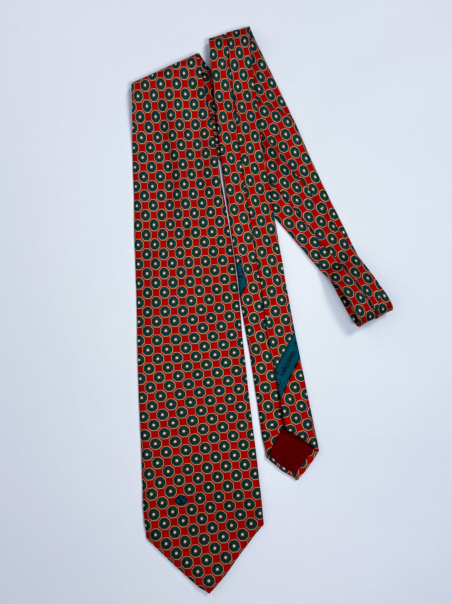 Cravatta Vintage Valentino Anni '90 - Seta Pura Made in Italy Fantasia Geometrica