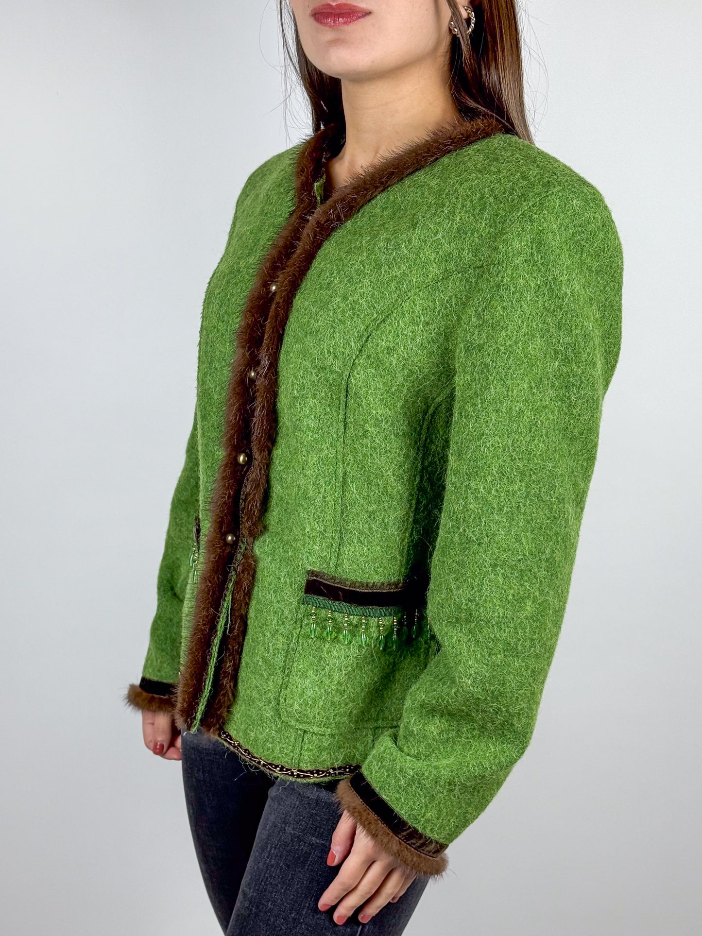 Blazer Vintage Anni 90 Lana Alpaca Verde