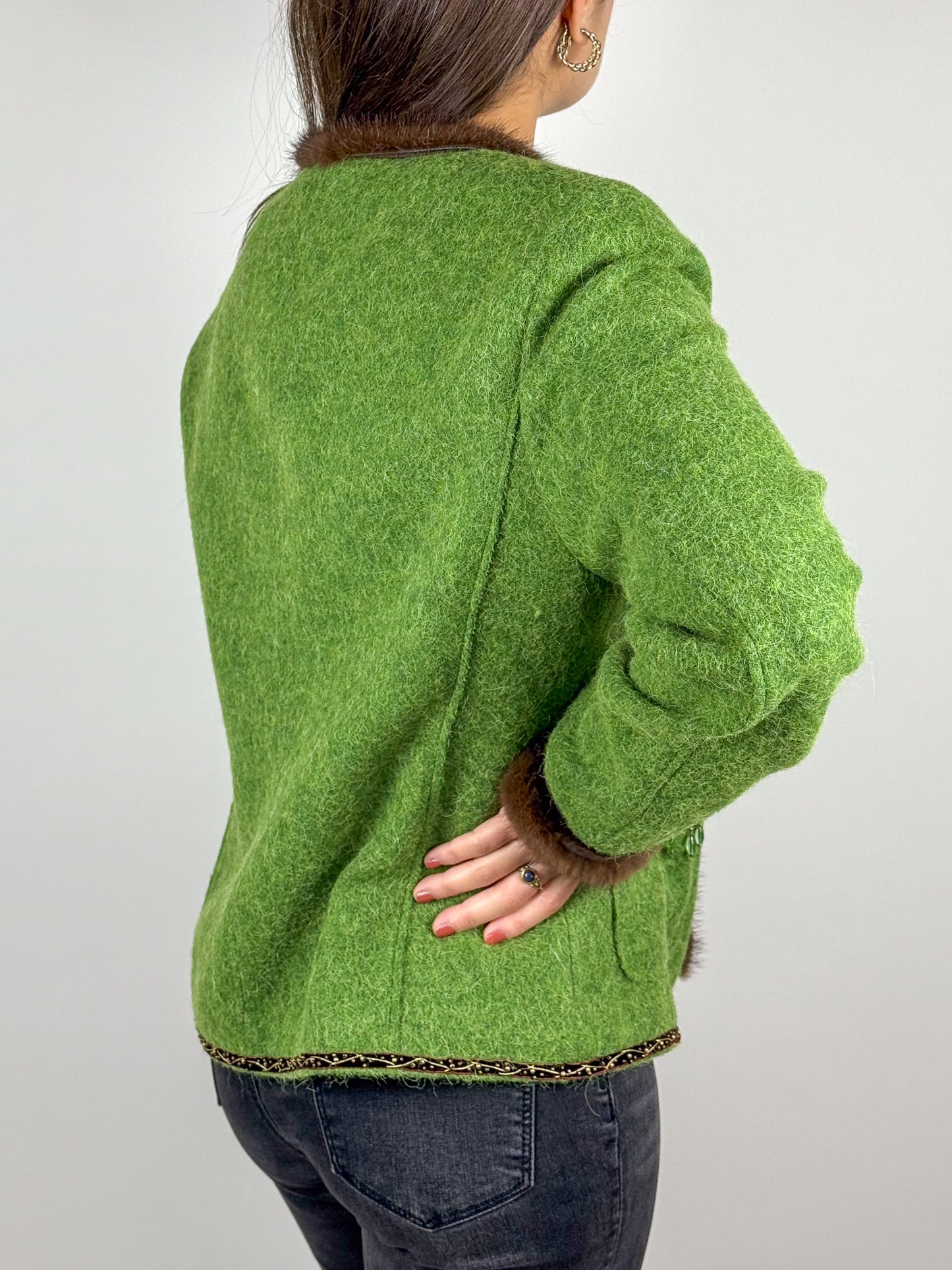 Blazer Vintage Anni 90 Lana Alpaca Verde