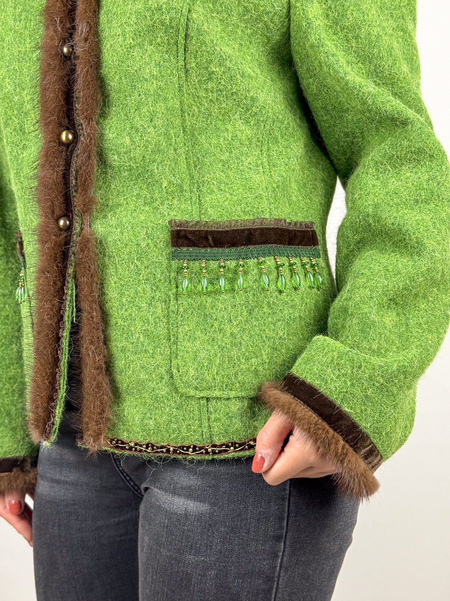 Blazer Vintage Anni 90 Lana Alpaca Verde