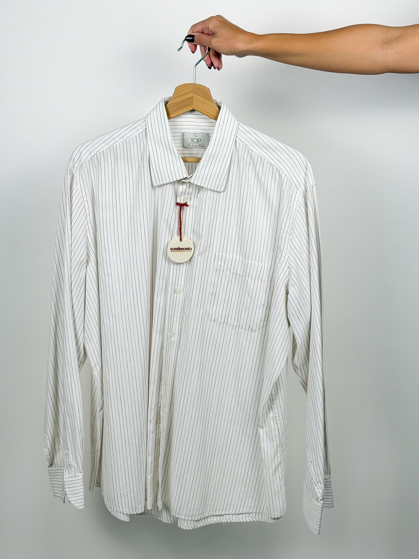 Camicia Vintage Uomo Cotone The Royal TOP - Bianca Righe Rosse Blu