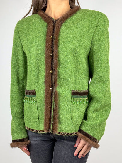 Blazer Vintage Anni 90 Lana Alpaca Verde