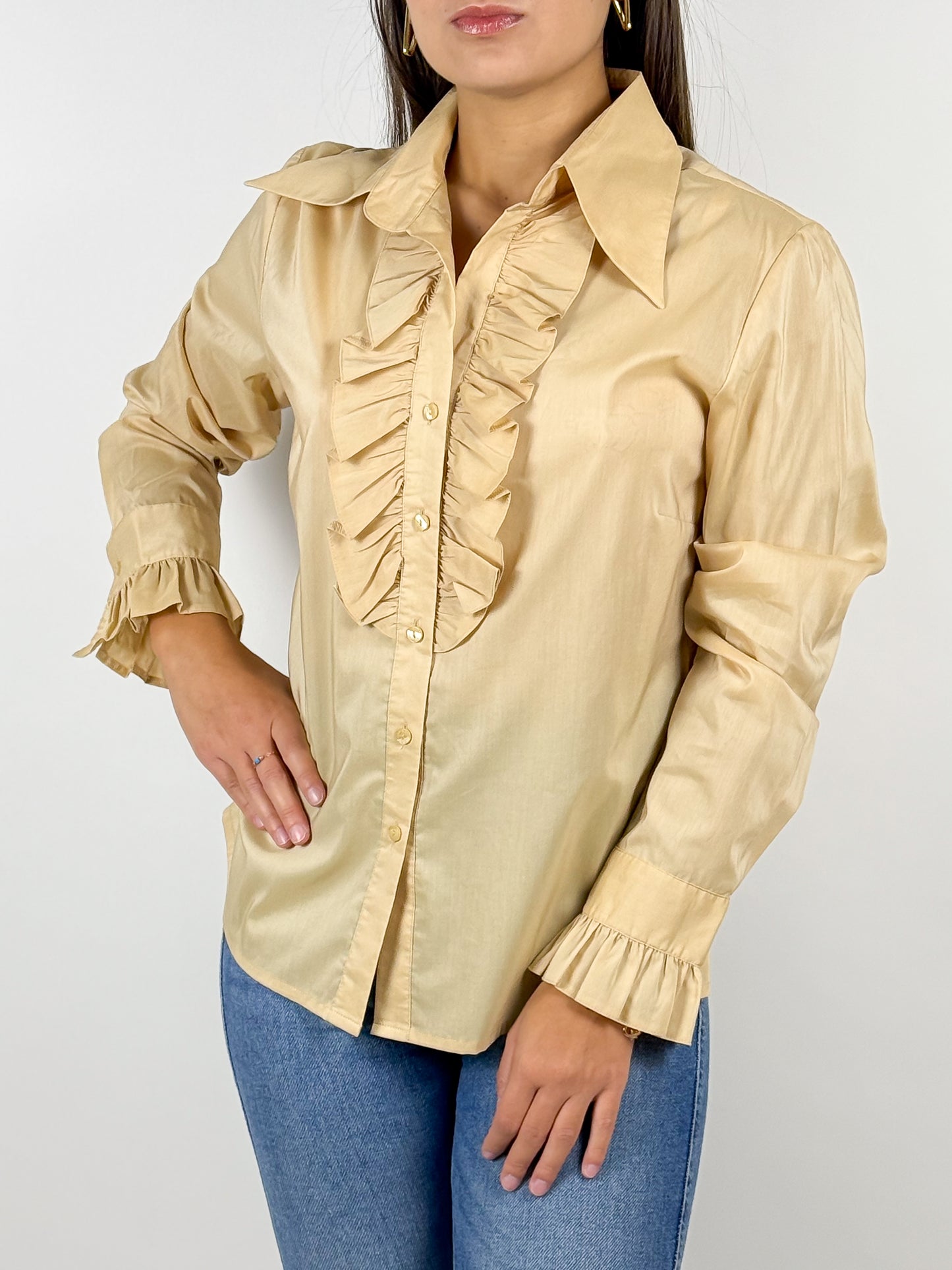 Camicia Y2K Vintage con Volant in Cotone