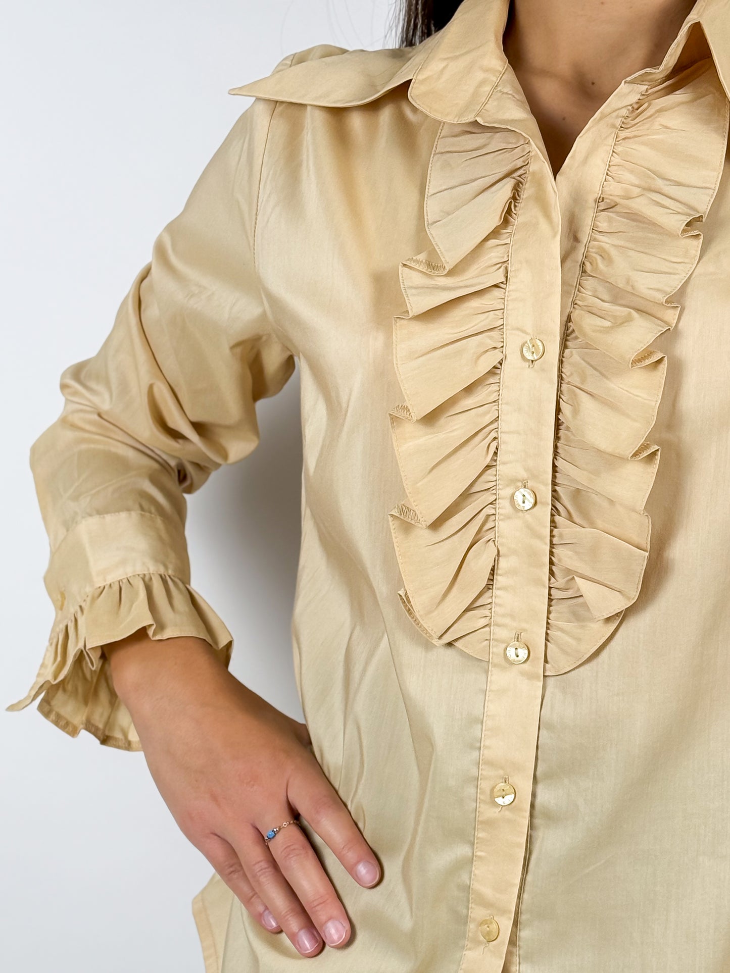 Camicia Y2K Vintage con Volant in Cotone