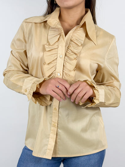 Camicia Y2K Vintage con Volant in Cotone