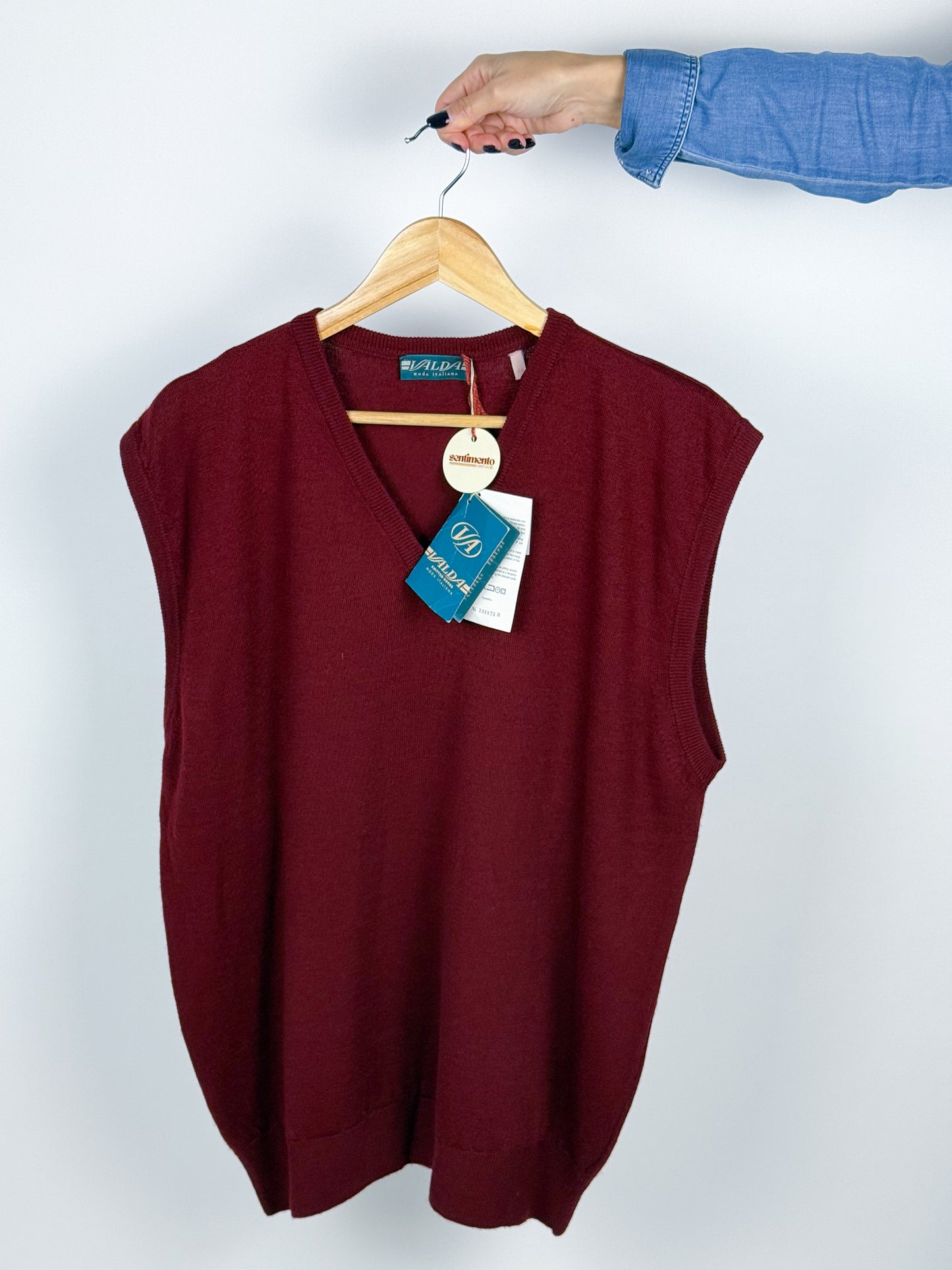 Gilet Vintage Lana Merino Bordeaux Unisex