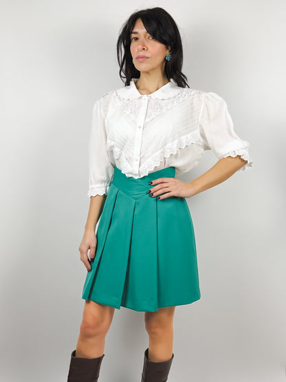 TURQUOISE PLEATED SKIRT