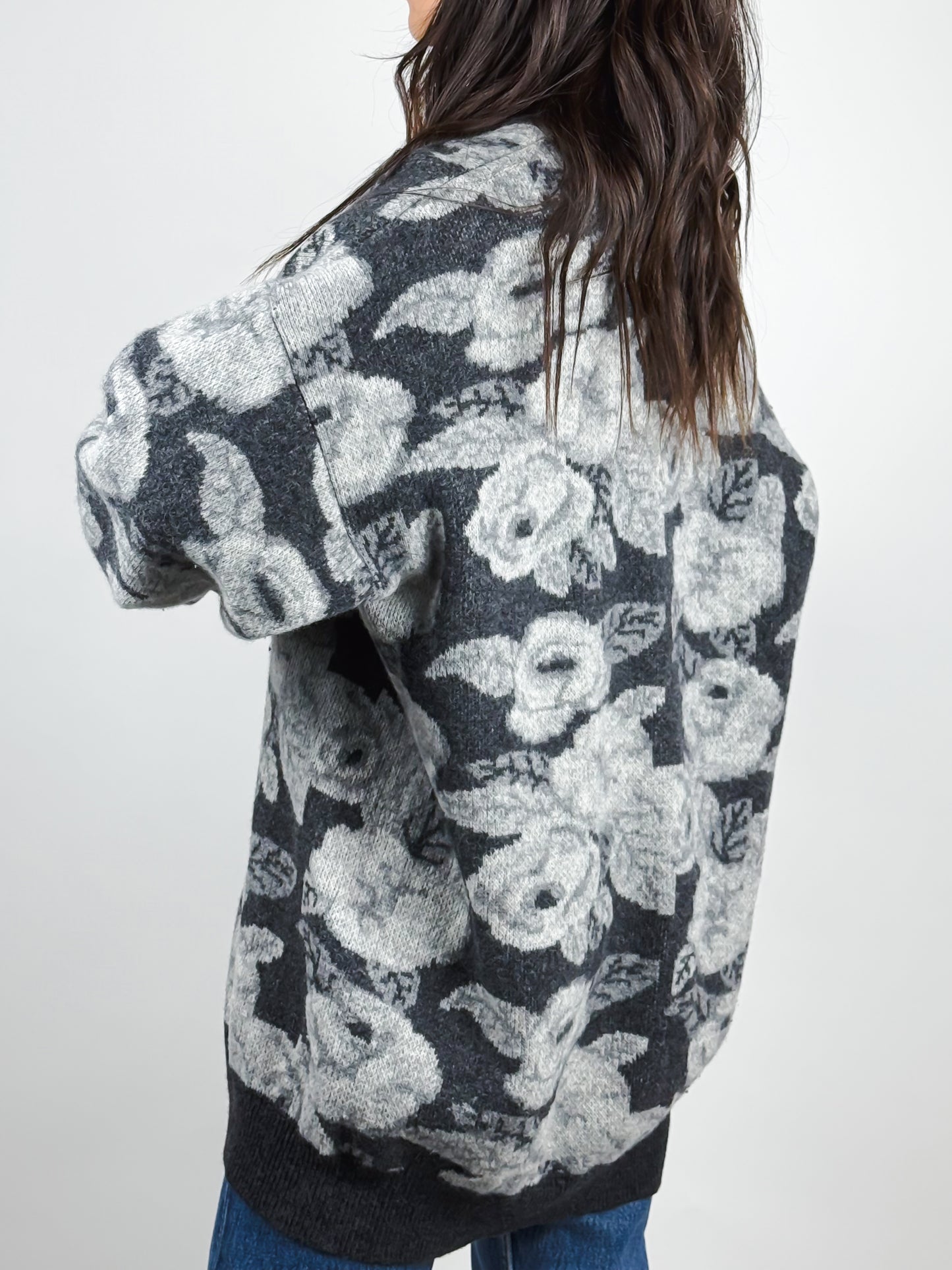 Cardigan Grigio Ferretti Studio Vintage Made in Italy - Lana Floreale