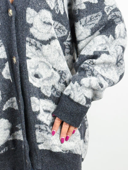 Cardigan Grigio Ferretti Studio Vintage Made in Italy - Lana Floreale