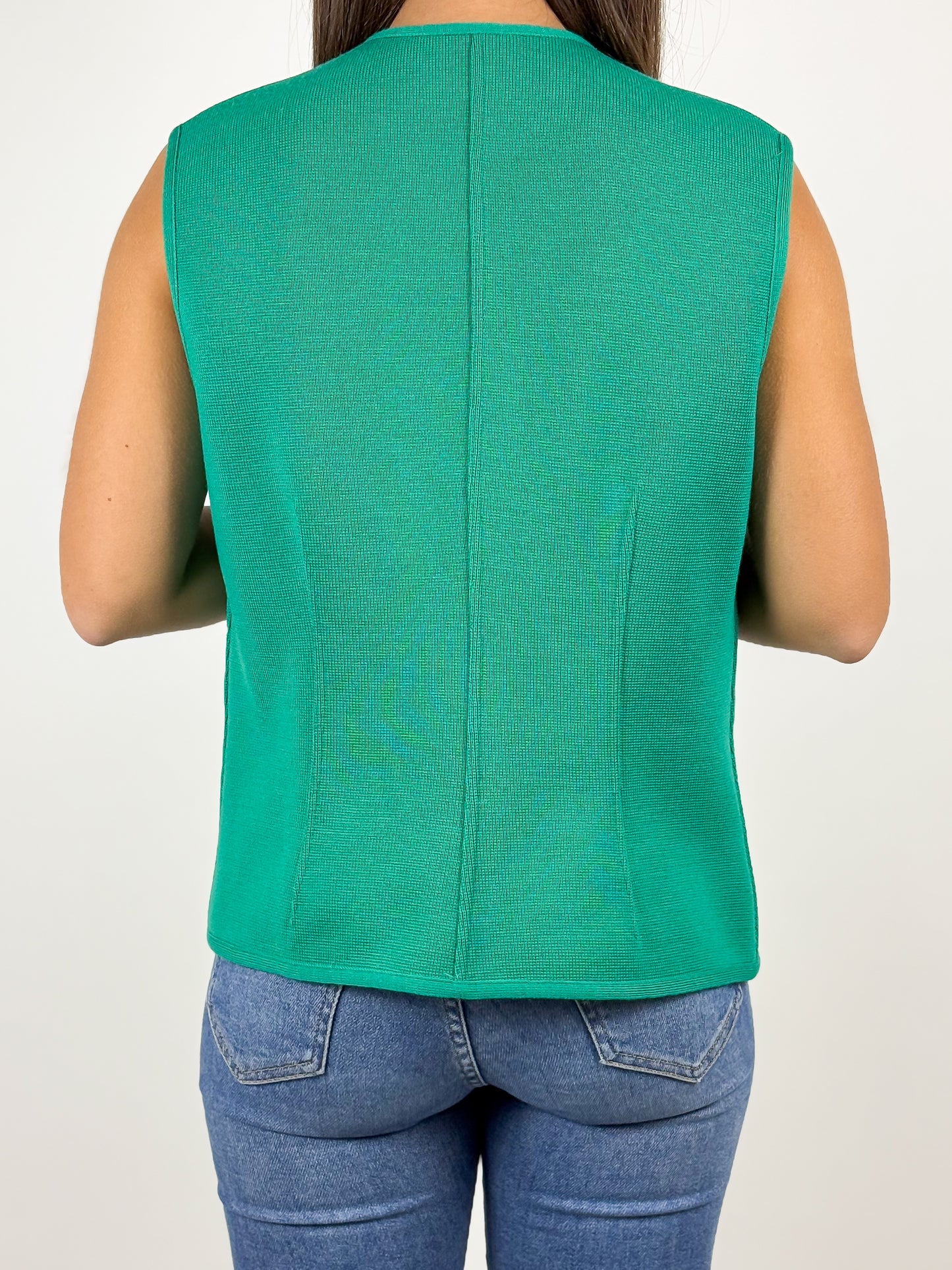 Completo Vintage Luisa Spagnoli Gilet e Blazer in Lana Verde - Made in Italy