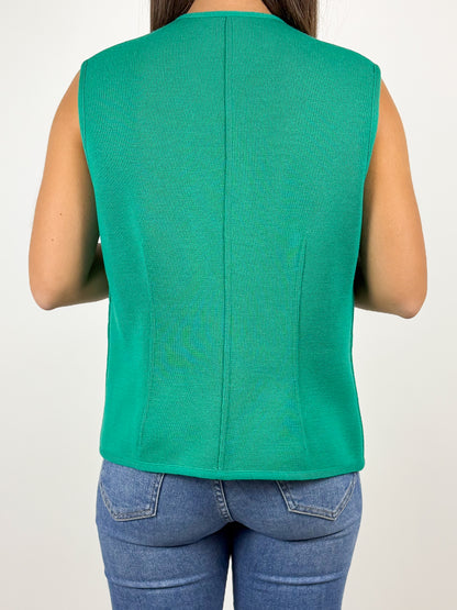 Completo Vintage Luisa Spagnoli Gilet e Blazer in Lana Verde - Made in Italy