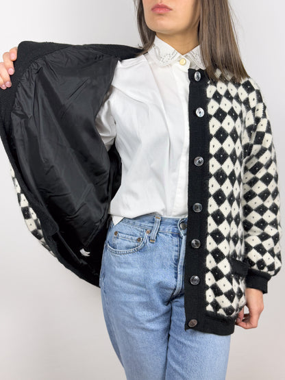 CARDIGAN ANGORA ANNI ‘80 CON ROMBI