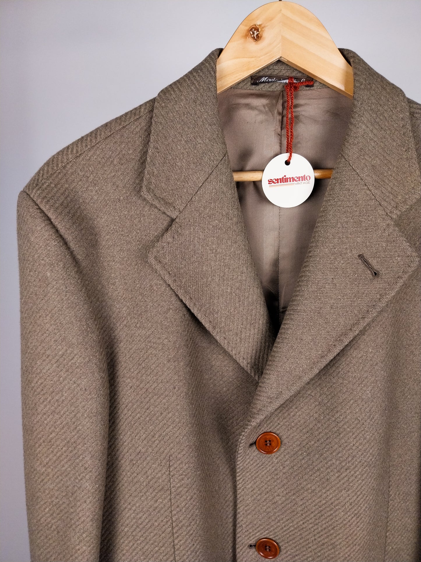 Cappotto vintage maschile in lana tortora