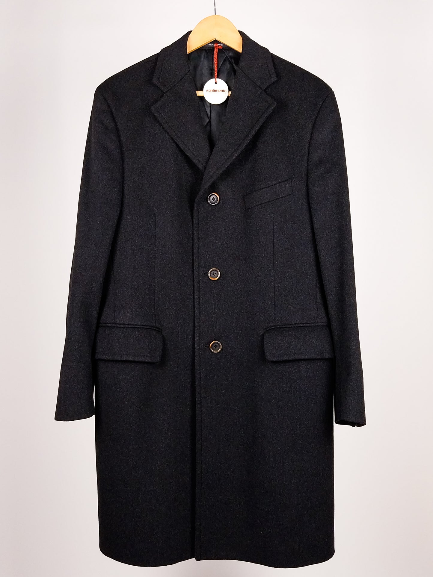 Cappotto vintage uomo in lana vergine grigio antracite