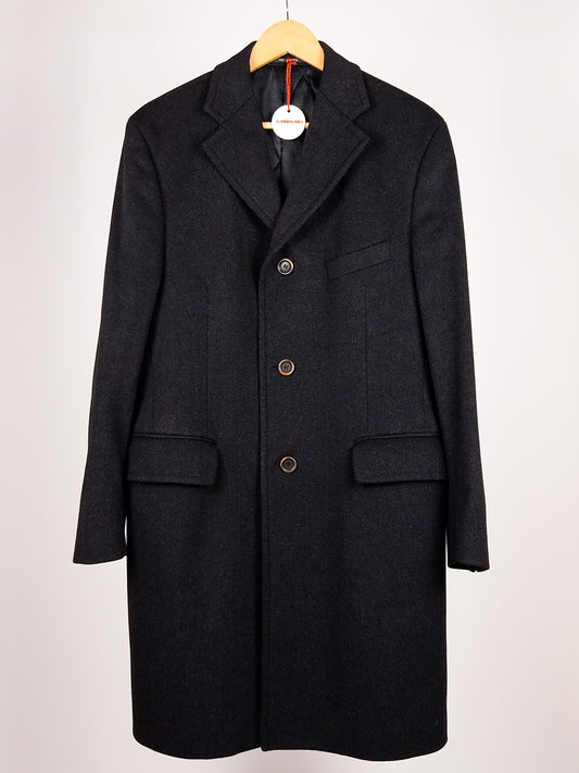 Cappotto vintage uomo in lana vergine grigio antracite