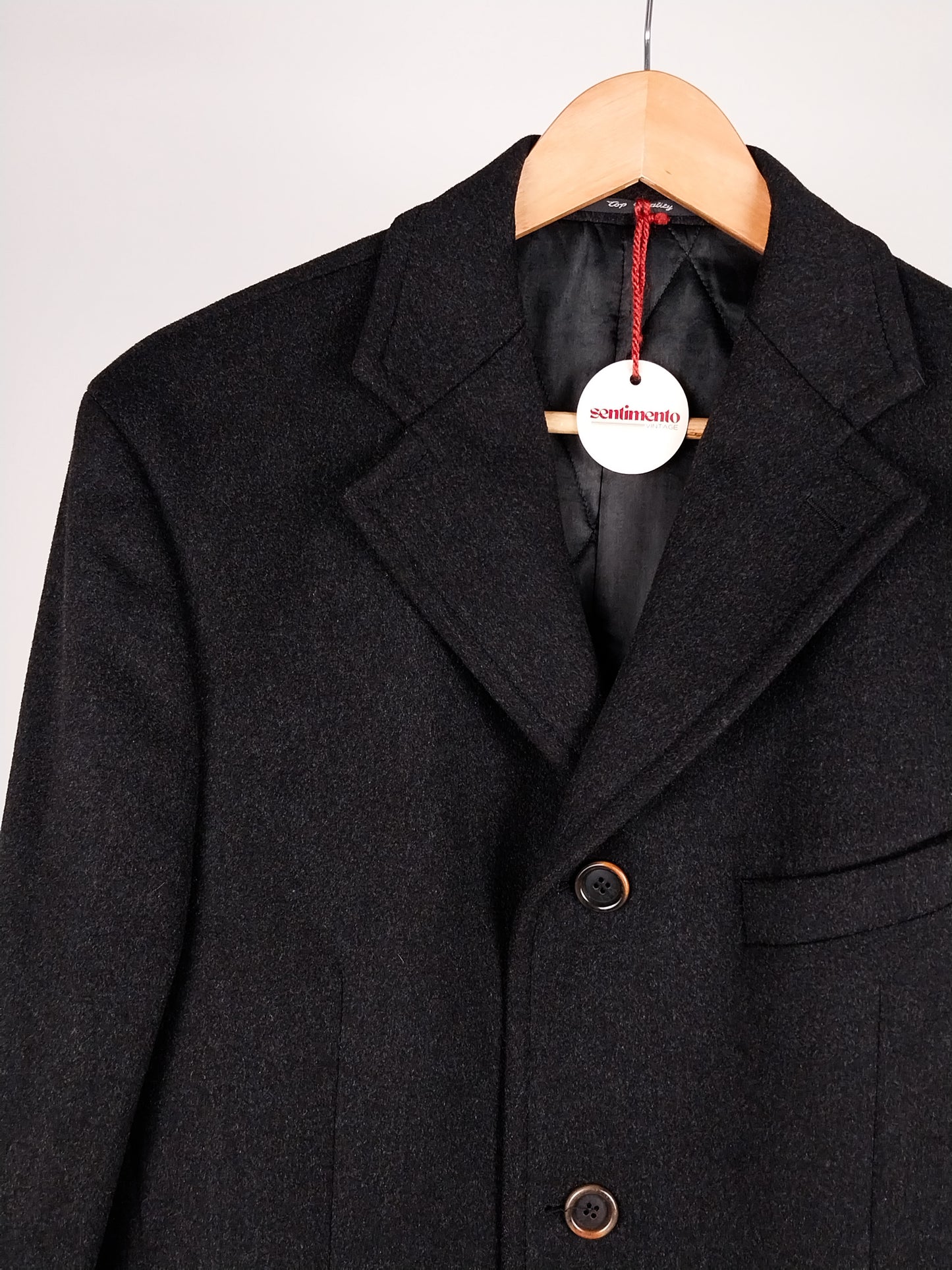 Cappotto vintage uomo in lana vergine grigio antracite