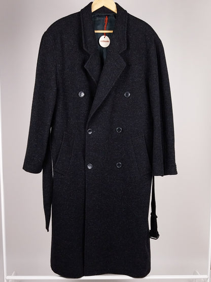 Cappotto lungo vintage in lana grigio antracite