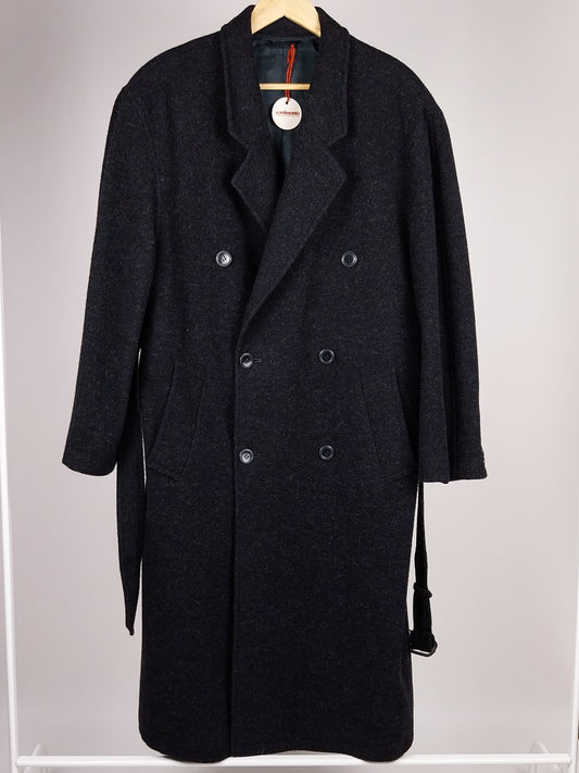 Cappotto lungo vintage in lana grigio antracite