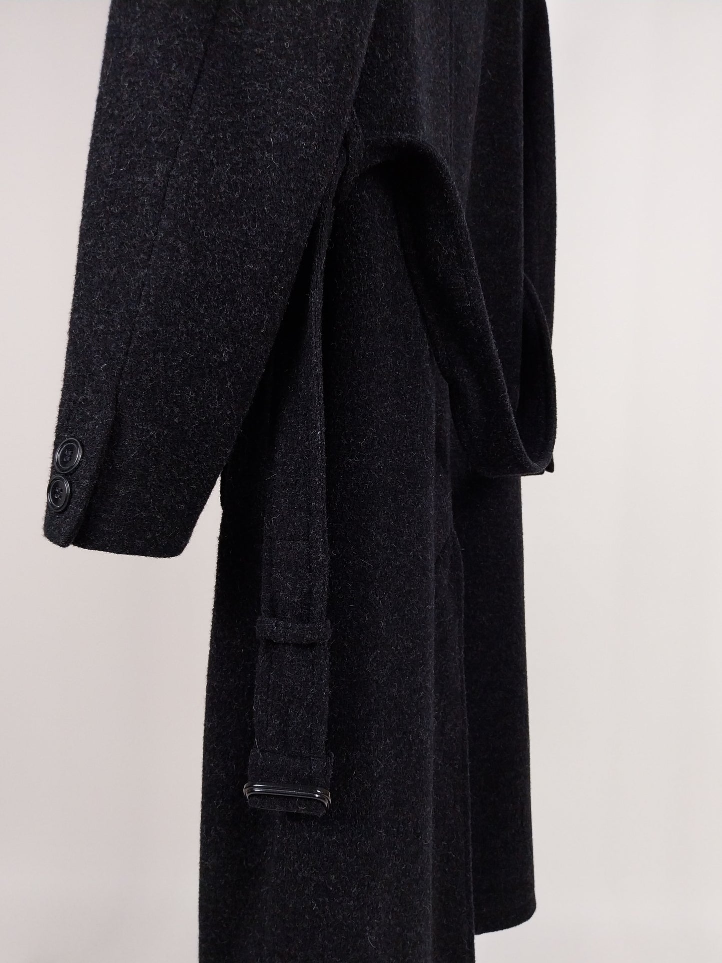 Cappotto lungo vintage in lana grigio antracite